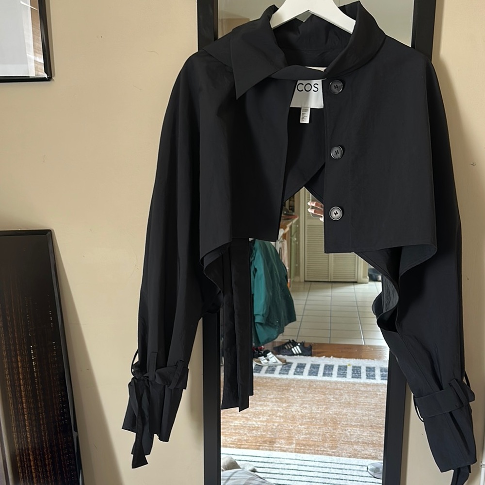 COS Black Cape with Tie Cuffs